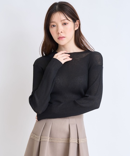 NOELA(ノエラ)の「シアーハイネックニット(ニット/セーター・レディース・ブラック/オフホワイト/ブルー・フリー)」の3枚目の写真