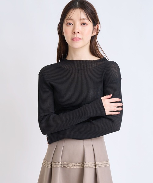 NOELA(ノエラ)の「シアーハイネックニット(ニット/セーター・レディース・ブラック/オフホワイト/ブルー・フリー)」の5枚目の写真