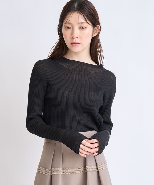 NOELA(ノエラ)の「シアーハイネックニット(ニット/セーター・レディース・ブラック/オフホワイト/ブルー・フリー)」の6枚目の写真