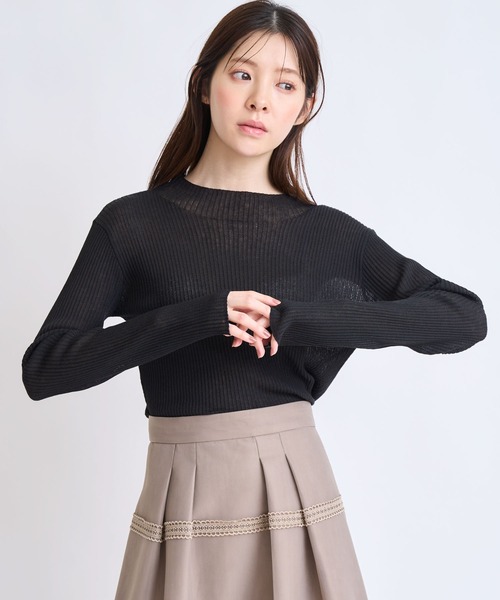 NOELA(ノエラ)の「シアーハイネックニット(ニット/セーター・レディース・ブラック/オフホワイト/ブルー・フリー)」の7枚目の写真