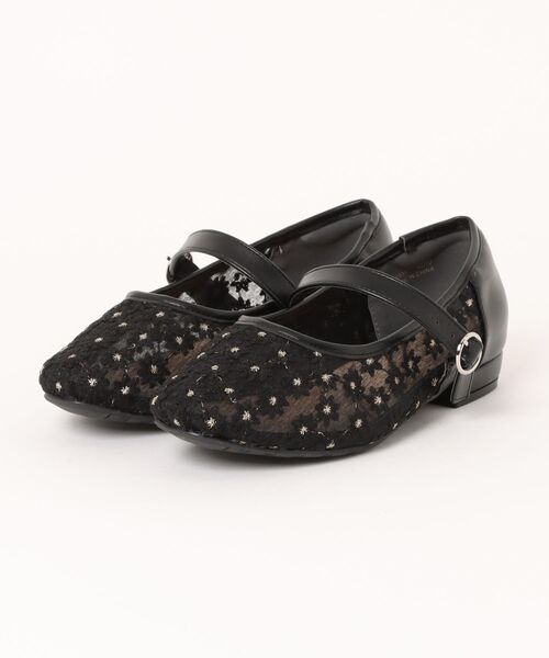la farfa SHOES(ラ・ファーファ シューズ)の「la farfa shoes 花柄 チュールパンプス(パンプス・レディース・ブラック/アイボリー・25.0cm/24.5cm/24.0cm/26.0cm/25.5cm/26.5cm/23.5cm)」の1枚目の写真