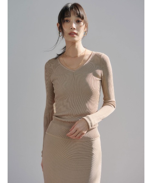 anuans(アニュアンス)の「リュクスビスコースイレヘムニットスカート(スカート・レディース・ブラック/ホワイト/ベージュ/ネイビー・S/M)」の12枚目の写真