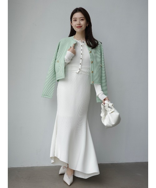 anuans(アニュアンス)の「リュクスビスコースイレヘムニットスカート(スカート・レディース・ブラック/ホワイト/ベージュ/ネイビー・S/M)」の18枚目の写真