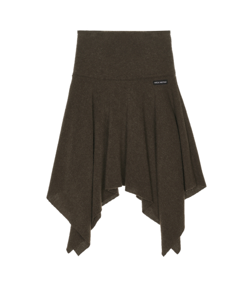 NICK&NICOLE(ニックアンドニコール)の「ASYMMETRIC HEM WOOL SKIRT_BROWN(スカート・レディース・その他・FREE)」の4枚目の写真