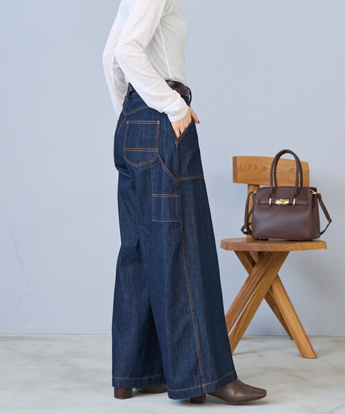 FREAK'S STORE（フリークスストア）の「ペインター ワイドパンツ/コットンワイドパンツ/ワイドデニム（チノパンツ・レディース・ブラック/オリーブ/その他/レオパード/ネイビー/カモフラージュ・SMALL/MEDIUM）」の8枚目の写真