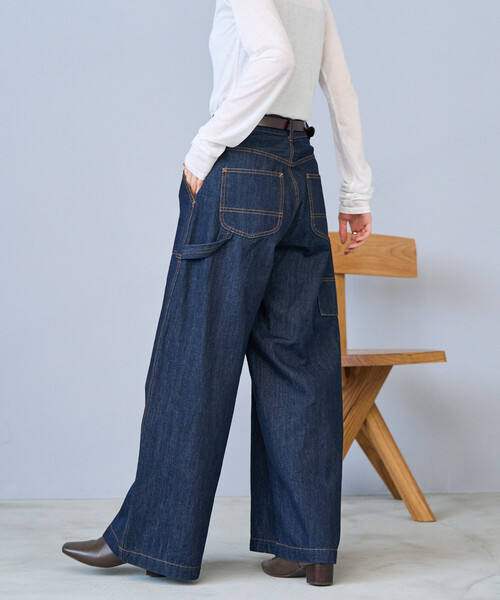 FREAK'S STORE（フリークスストア）の「ペインター ワイドパンツ/コットンワイドパンツ/ワイドデニム（チノパンツ・レディース・ブラック/オリーブ/その他/レオパード/ネイビー/カモフラージュ・SMALL/MEDIUM）」の9枚目の写真