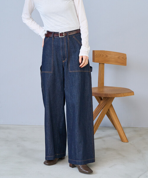 FREAK'S STORE（フリークスストア）の「ペインター ワイドパンツ/コットンワイドパンツ/ワイドデニム（チノパンツ・レディース・ブラック/オリーブ/その他/レオパード/ネイビー/カモフラージュ・SMALL/MEDIUM）」の10枚目の写真