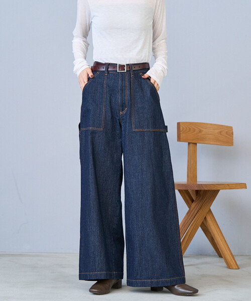 FREAK'S STORE（フリークスストア）の「ペインター ワイドパンツ/コットンワイドパンツ/ワイドデニム（チノパンツ・レディース・ブラック/オリーブ/その他/レオパード/ネイビー/カモフラージュ・SMALL/MEDIUM）」の11枚目の写真