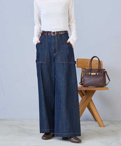 FREAK'S STORE（フリークスストア）の「ペインター ワイドパンツ/コットンワイドパンツ/ワイドデニム（チノパンツ・レディース・ブラック/オリーブ/その他/レオパード/ネイビー/カモフラージュ・SMALL/MEDIUM）」の12枚目の写真