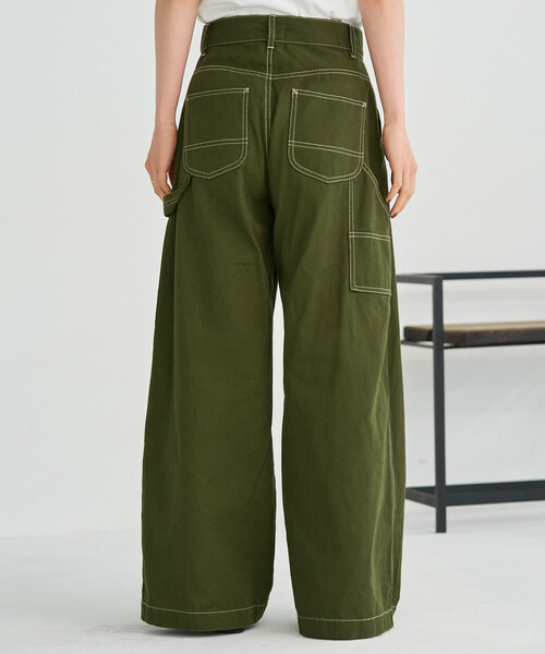 FREAK'S STORE（フリークスストア）の「ペインター ワイドパンツ/コットンワイドパンツ/ワイドデニム（チノパンツ・レディース・ブラック/オリーブ/その他/レオパード/ネイビー/カモフラージュ・SMALL/MEDIUM）」の16枚目の写真