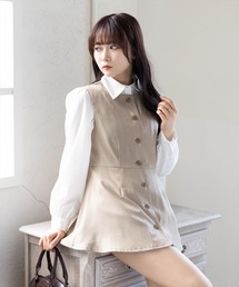 clear（クリア）の「ストライプペプラムビスチェ(セット可)[オフィスカジュアル レイヤード]（その他トップス）」