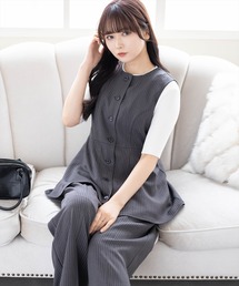 clear（クリア）の「ストライプペプラムビスチェ(セット可)[オフィスカジュアル レイヤード]（その他トップス）」