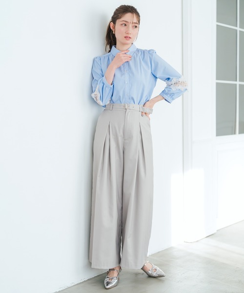 MISCH MASCH（ミッシュマッシュ）の「2026春夏新作 レース切替シャツブラウス（シャツ/ブラウス・レディース・ブルー/ホワイト/イエロー・ﾌﾘ-）」の20枚目の写真