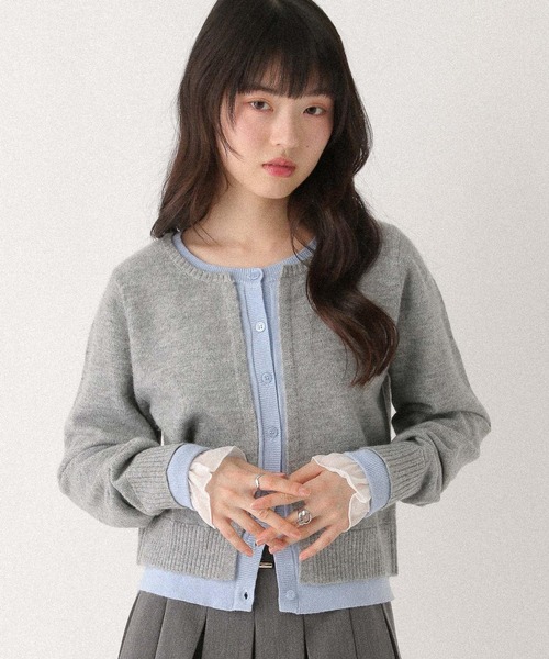 レイヤード風フリルカーディガン 647656（ニット/セーター）｜Heather