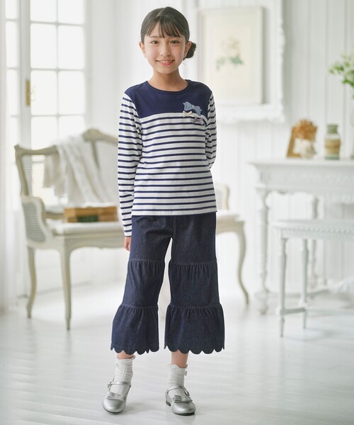 組曲（クミキョク）の「【150-160㎝】ティアードデニムパンツ（その他パンツ・キッズ・ネイビー系/サックスブルー系・150/160）」の6枚目の写真