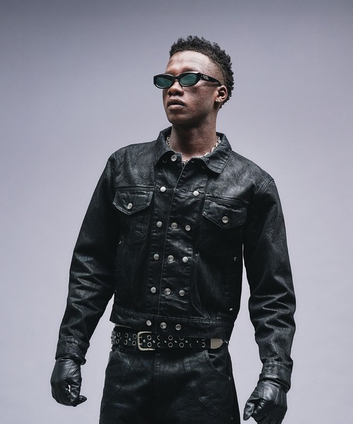 ANDER HUNK（アンダーハンク）の「14oz Wax Coated Denim Jacket / 14オンスワックスコーティングデニムジャケット（デニムジャケット・メンズ・インディゴブルー/ブラック・SMALL/MEDIUM/LARGE）」の5枚目の写真