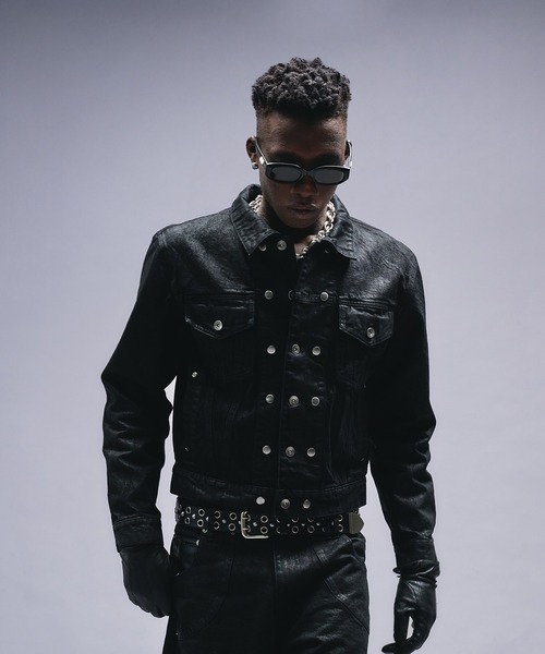 ANDER HUNK（アンダーハンク）の「14oz Wax Coated Denim Jacket / 14オンスワックスコーティングデニムジャケット（デニムジャケット・メンズ・インディゴブルー/ブラック・SMALL/MEDIUM/LARGE）」の10枚目の写真