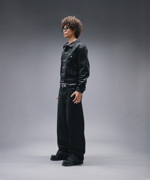wax加工コーティングデニムジャケット　swag opium vkei y2k 14oz Wax Coated Denim Jacket / 14オンスワックスコーティングデニム