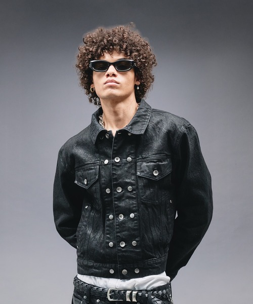 ANDER HUNK/アンダーハンク、合皮レザージャケット、ブラウン Faded Fake Mouton Jacket/フェイディドフェイクムートンジャケット