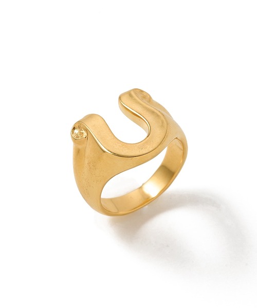 CRIMIE（クライミー）の「LETTER RIBBON HORSE SHOE RING SMALL 24KDP（リング・メンズ・ゴールド・7号/21号/19号/17号/15号/13号/11号/9号）」の2枚目の写真