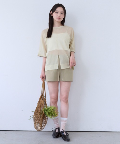 SOYEN(ソイエン)の「リブニットブルマショートパンツ/セットアップ可(その他パンツ・レディース・ベージュ/チャコール・F)」の3枚目の写真
