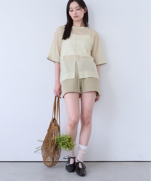 SOYEN(ソイエン)の「リブニットブルマショートパンツ/セットアップ可(その他パンツ・レディース・ベージュ/チャコール・F)」の7枚目の写真