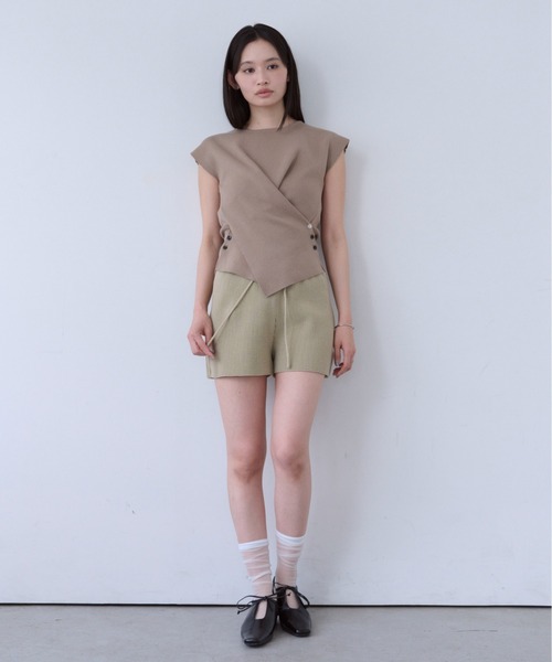 SOYEN(ソイエン)の「リブニットブルマショートパンツ/セットアップ可(その他パンツ・レディース・ベージュ/チャコール・F)」の8枚目の写真
