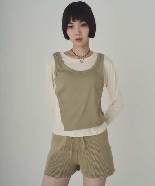 SOYEN（ソイエン）の「リブニットブルマショートパンツ/セットアップ可（その他パンツ・レディース・ベージュ/チャコール・F）」の11枚目の写真