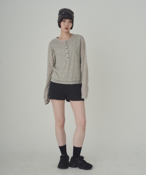 SOYEN（ソイエン）の「リブニットブルマショートパンツ/セットアップ可（その他パンツ・レディース・ベージュ/チャコール・F）」の14枚目の写真