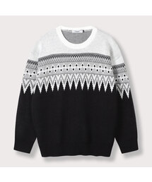ノルディックフェアアイルオーバーサイズラウンドニット - 3COLOR