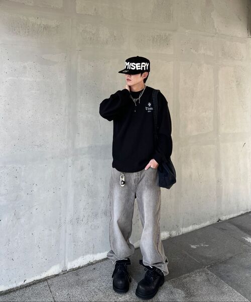 TOFFEE(トフィー)の「ロングフェイドデニムパンツ (グレー)(デニムパンツ・メンズ・その他・SMALL/MEDIUM/LARGE/X-LARGE)」の4枚目の写真