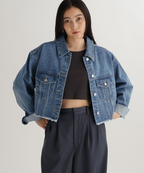 studio CLIP(スタディオクリップ)の「【daily CLIP】ワイドGジャン(デニムジャケット・レディース・ブルー/ライトブルー・FREE)」の12枚目の写真