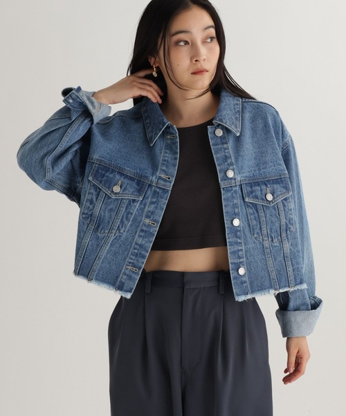 studio CLIP(スタディオクリップ)の「【daily CLIP】ワイドGジャン(デニムジャケット・レディース・ブルー/ライトブルー・FREE)」の11枚目の写真