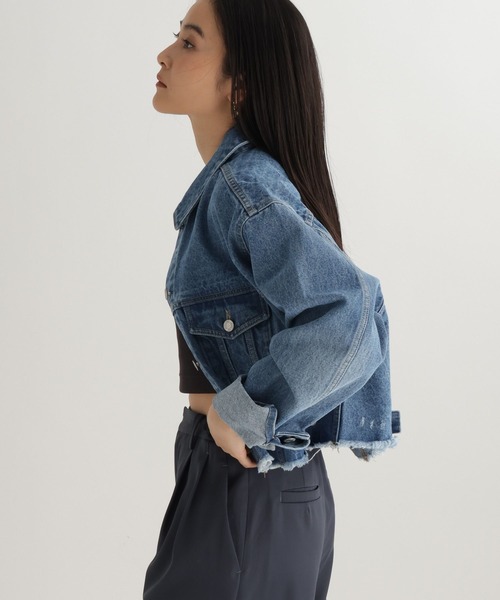 studio CLIP(スタディオクリップ)の「【daily CLIP】ワイドGジャン(デニムジャケット・レディース・ブルー/ライトブルー・FREE)」の10枚目の写真