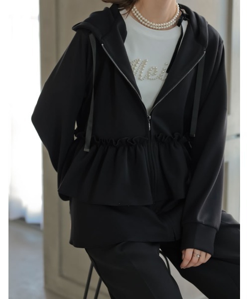 MEISM（ミズム）の「[2026S/S COLLECTION][MEISM by Re:EDIT]ダンボールフリルティアードフーディブルゾン（ブルゾン・レディース・ホワイト/ブラック/グレー・LARGE/MEDIUM）」の6枚目の写真