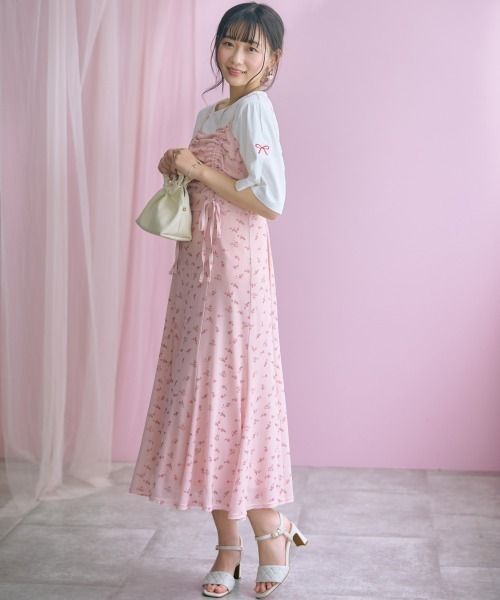 marun（マルン）の「＜大きいサイズ＞フラワープリントドロストキャミワンピース marun（ワンピース・レディース・ピンク/ブラック・3L/LL/4L/L/5L）」の6枚目の写真