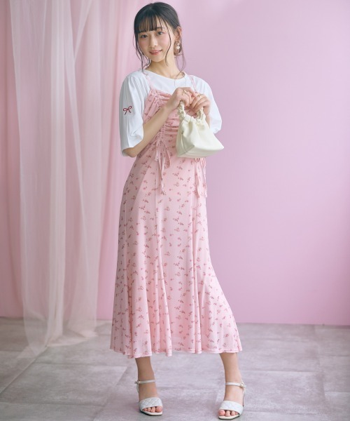 marun（マルン）の「＜大きいサイズ＞フラワープリントドロストキャミワンピース marun（ワンピース・レディース・ピンク/ブラック・3L/LL/4L/L/5L）」の7枚目の写真