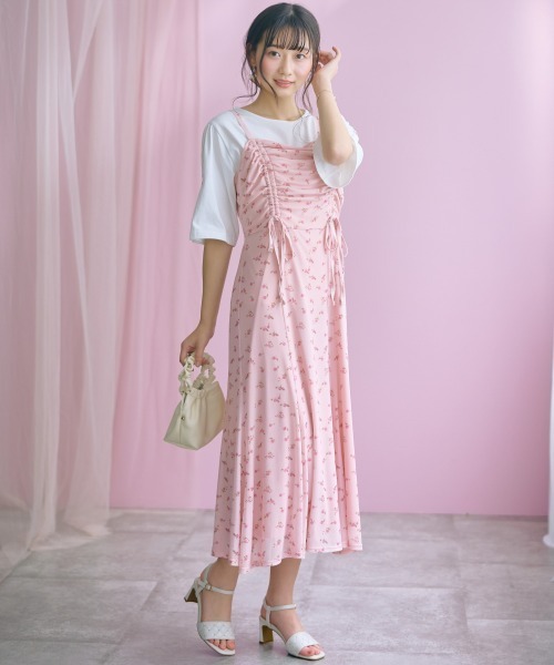 marun（マルン）の「＜大きいサイズ＞フラワープリントドロストキャミワンピース marun（ワンピース・レディース・ピンク/ブラック・3L/LL/4L/L/5L）」の8枚目の写真