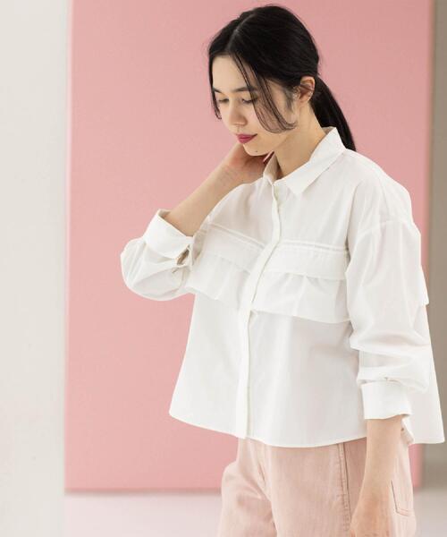 OPAQUE.CLIP（オペークドットクリップ）の「タックフリルシャツ【洗濯機OK】（シャツ/ブラウス・レディース・アイボリー系2/ライトブルー/パープル系1/ホワイト・42/38/40）」の11枚目の写真