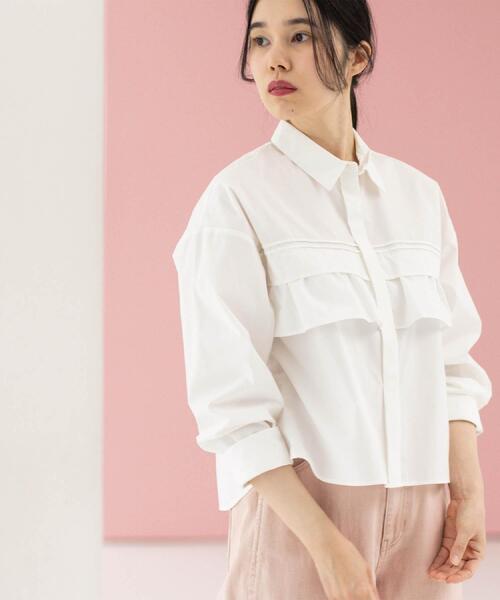 OPAQUE.CLIP（オペークドットクリップ）の「タックフリルシャツ【洗濯機OK】（シャツ/ブラウス・レディース・アイボリー系2/ライトブルー/パープル系1/ホワイト・42/38/40）」の12枚目の写真