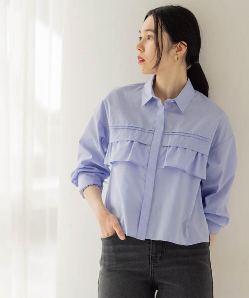 OPAQUE.CLIP（オペークドットクリップ）の「タックフリルシャツ【洗濯機OK】（シャツ/ブラウス・レディース・アイボリー系2/ライトブルー/パープル系1/ホワイト・42/38/40）」の14枚目の写真