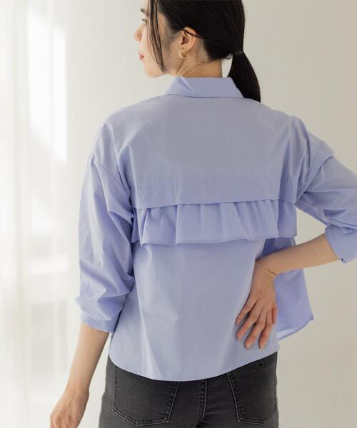 OPAQUE.CLIP（オペークドットクリップ）の「タックフリルシャツ【洗濯機OK】（シャツ/ブラウス・レディース・アイボリー系2/ライトブルー/パープル系1/ホワイト・42/38/40）」の19枚目の写真