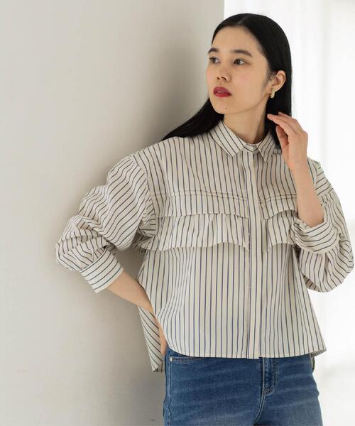 OPAQUE.CLIP（オペークドットクリップ）の「タックフリルシャツ【洗濯機OK】（シャツ/ブラウス・レディース・アイボリー系2/ライトブルー/パープル系1/ホワイト・42/38/40）」の20枚目の写真