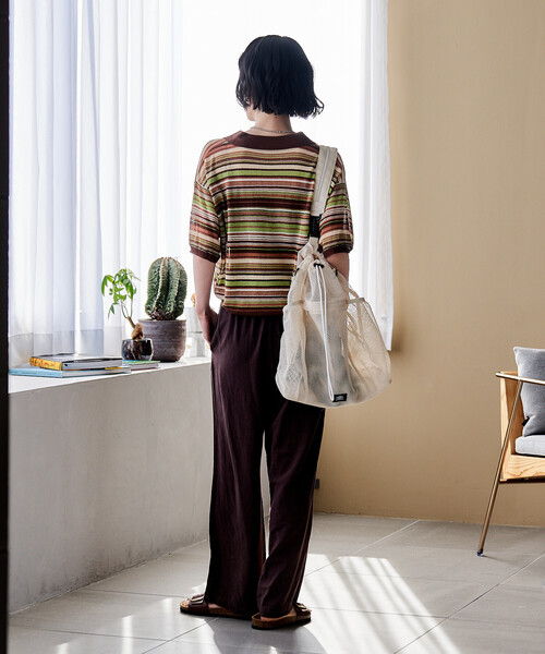 FREAK'S STORE（フリークスストア）の「シアー スキッパー 半袖 サマーニット（ニット/セーター・レディース・チャコール/ネイビー/ピンク/ブルーグリーン/サックスブルー・ﾌﾘ-）」の8枚目の写真