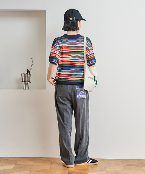 FREAK'S STORE（フリークスストア）の「シアー スキッパー 半袖 サマーニット（ニット/セーター・レディース・チャコール/ネイビー/ピンク/ブルーグリーン/サックスブルー・ﾌﾘ-）」の17枚目の写真