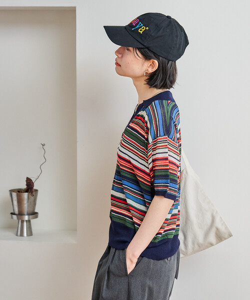 FREAK'S STORE（フリークスストア）の「シアー スキッパー 半袖 サマーニット（ニット/セーター・レディース・チャコール/ネイビー/ピンク/ブルーグリーン/サックスブルー・ﾌﾘ-）」の20枚目の写真