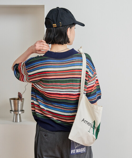 FREAK'S STORE（フリークスストア）の「シアー スキッパー 半袖 サマーニット（ニット/セーター・レディース・チャコール/ネイビー/ピンク/ブルーグリーン/サックスブルー・ﾌﾘ-）」の21枚目の写真