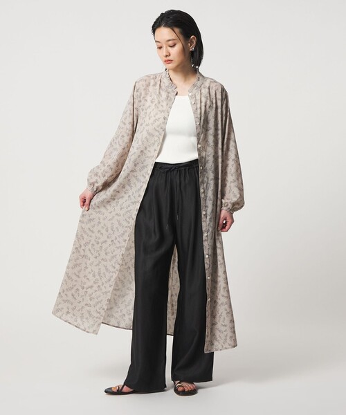 A DAY IN THE LIFE UNITED ARROWS(アデイインザライフユナイテッドアローズ)の「プリント フリルネック シャツワンピース <A DAY IN THE LIFE>(ワンピース・レディース・ベージュ/ネイビー/その他1・FREE)」の5枚目の写真