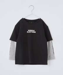 THE SHOP TK  | 【110-160】袖レイヤード長袖迷彩アップリケ(Tシャツ/カットソー)