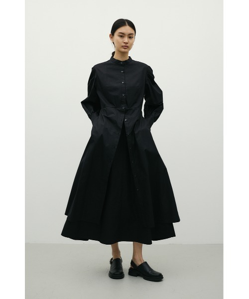 STYLEMIXER(スタイルミキサー)の「レイヤードシャツワンピース(シャツワンピース・レディース・ブラック/ホワイト・SMALL/MEDIUM)」の2枚目の写真